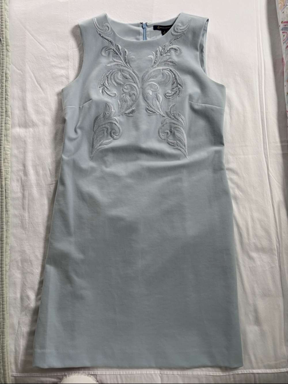 Brooks Brothers Light Blue Sleeveless Embroidered Midi Dress